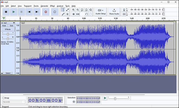 interface of Audacity