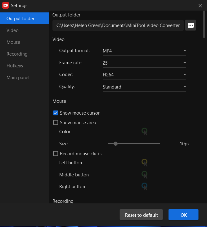 screen recording settings