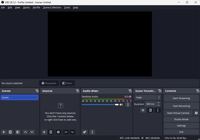 interface of OBS Studio