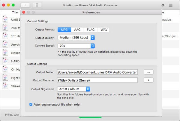 NoteBurner iTunes Audio Converterのインターフェイス