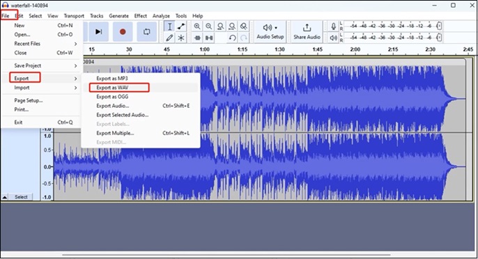 choose Export as WAV