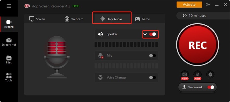 choose the Only Audio option