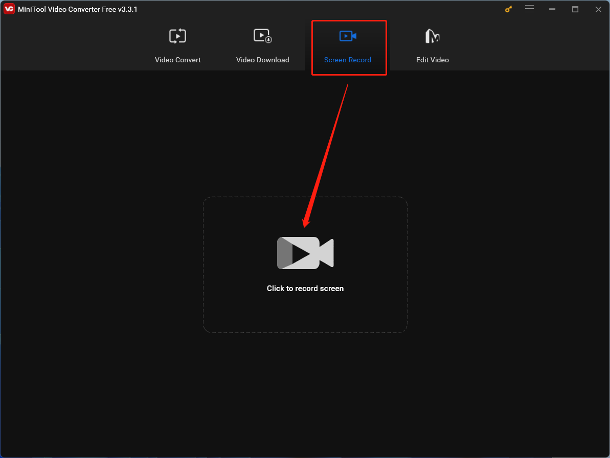 Screen Record tab in MiniTool Video Converter