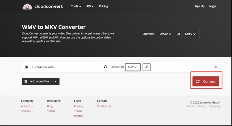 click the Convert tab