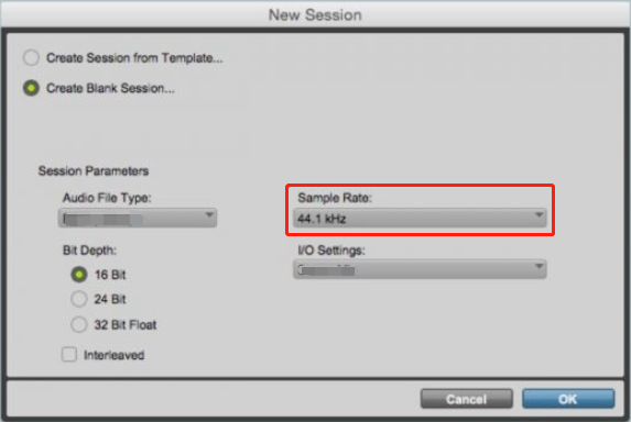 change sample rate in Pro Tools new session