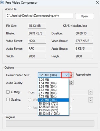 choose a smaller file size