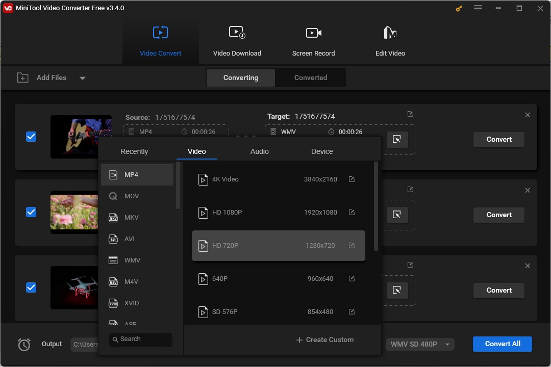 interface of MiniTool Video Converter