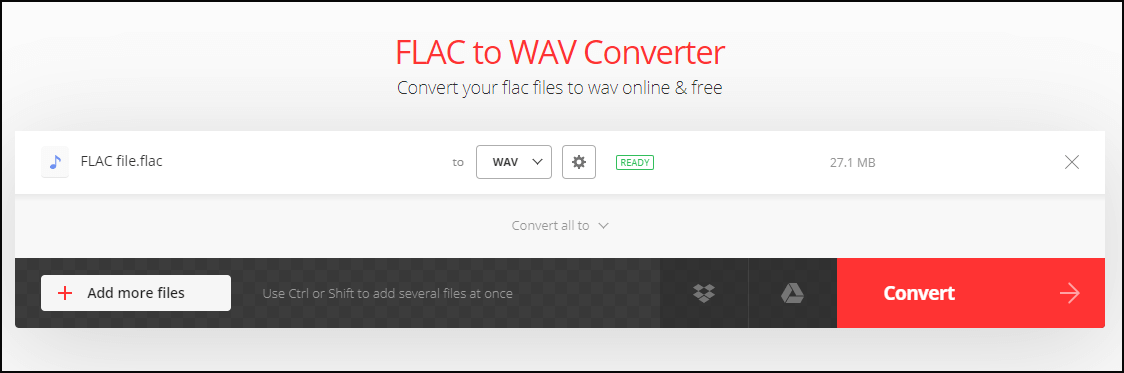 Mit Convertio FLAC zu WAV konvertieren