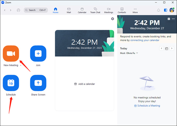 click New Meeting or Schedule