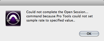 Pro Tools could not complete the Open Session