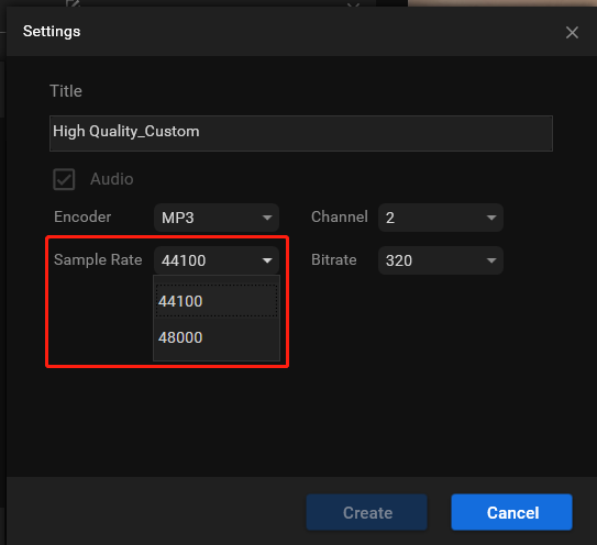 alter audio sample rate