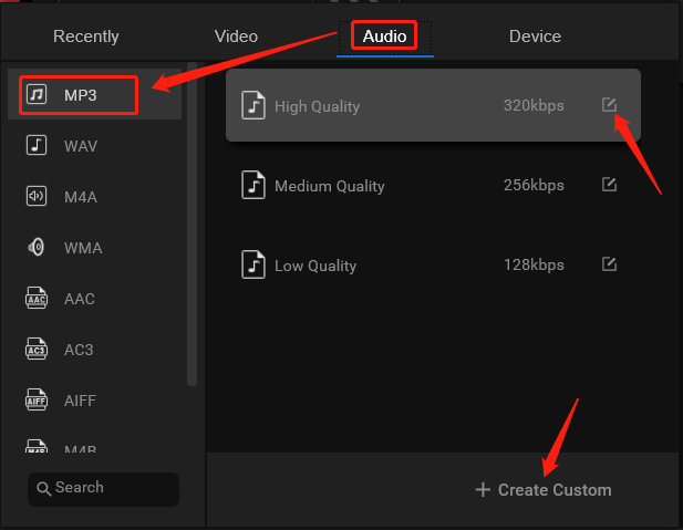 click audio settings icon