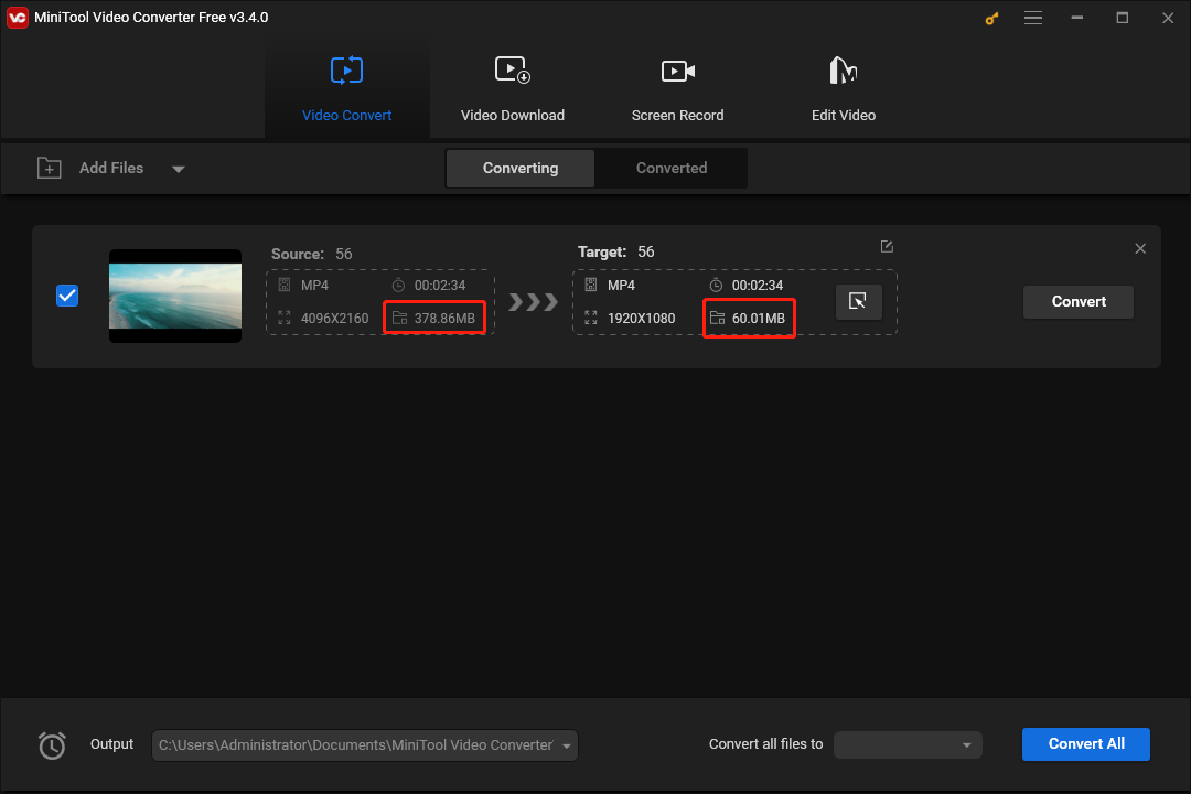 check video file size