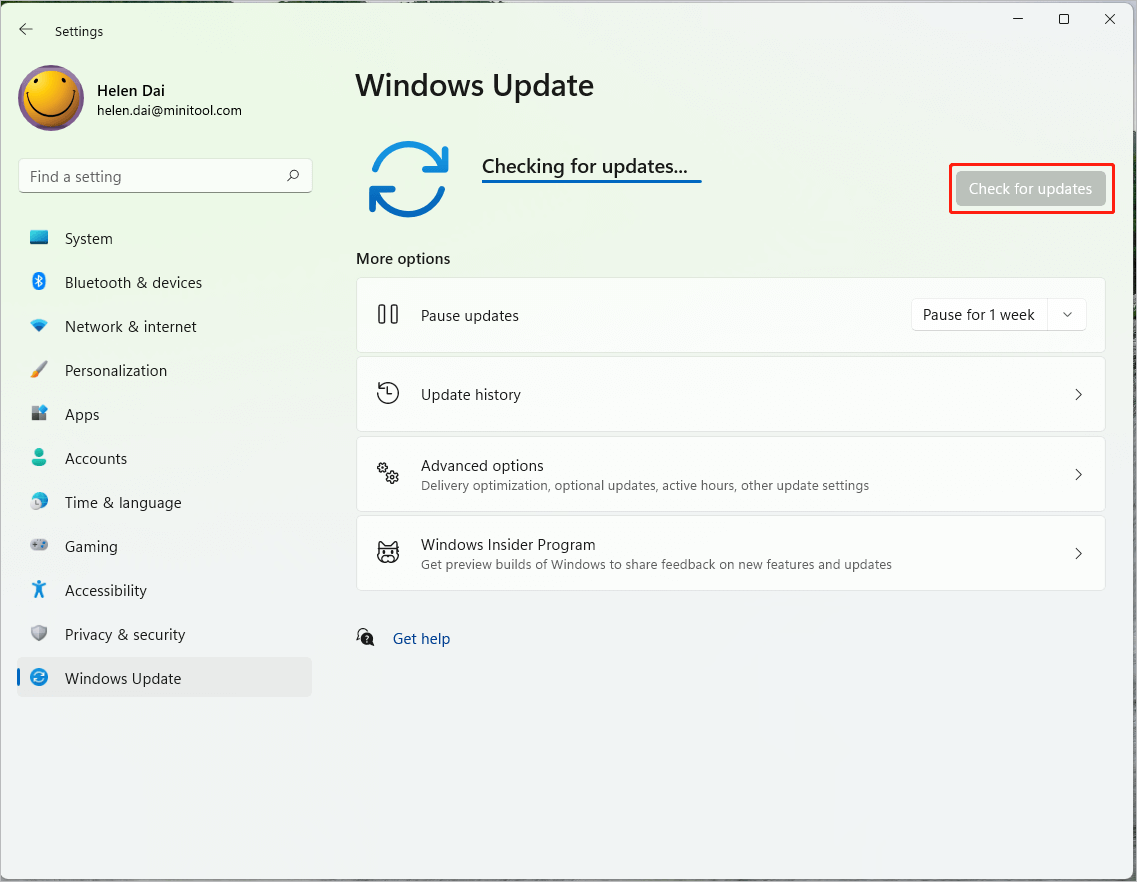 check for Windows updates