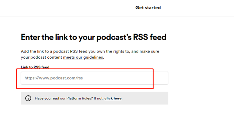 paste the RSS feed URL