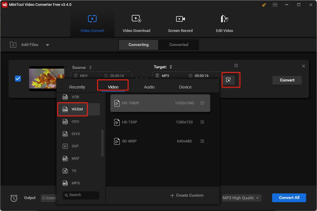 choose the output format