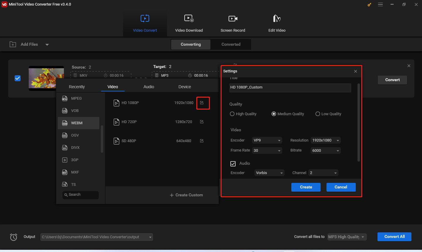 adjust other parameters