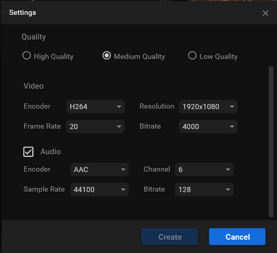 specify the target video format parameters