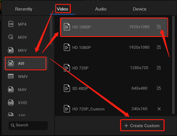 choose target video format