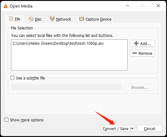 click the Convert / Save button in VLC