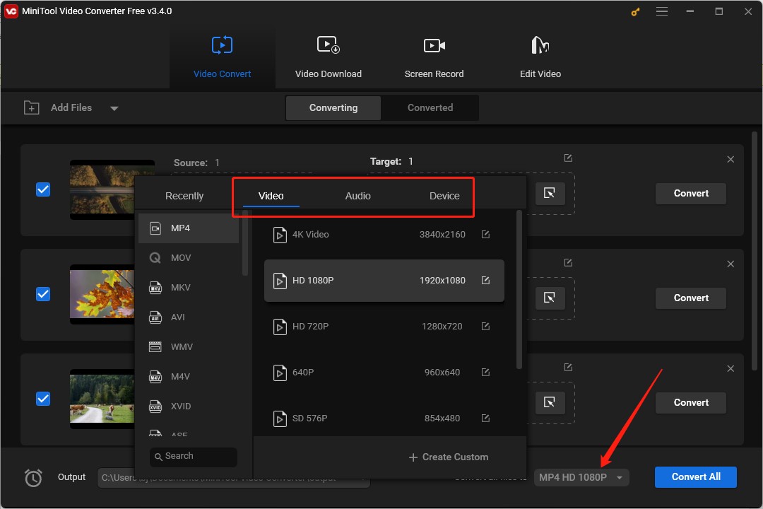 choose the output format