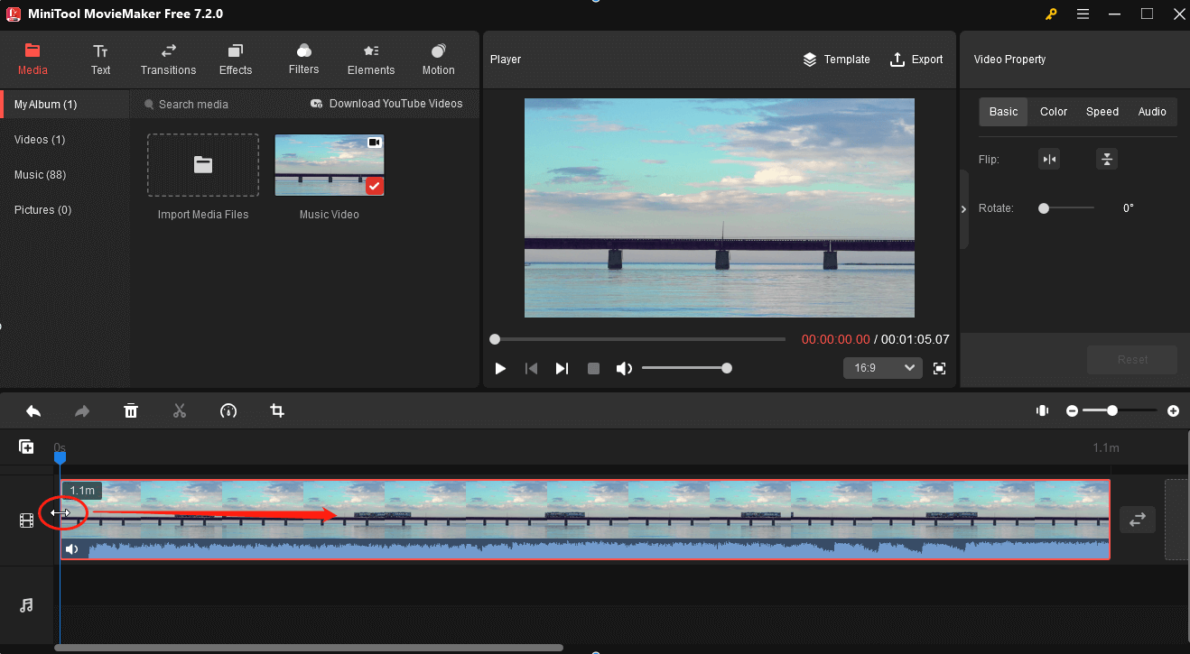 trim a video in MiniTool MovieMaker