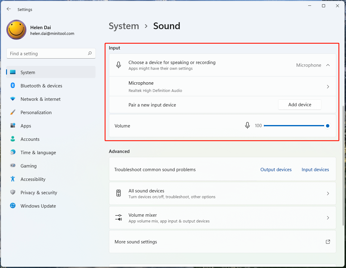 Windows 11 sound settings