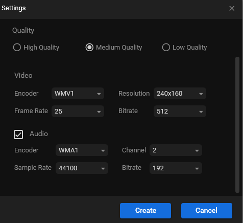 choose the encoding parameters