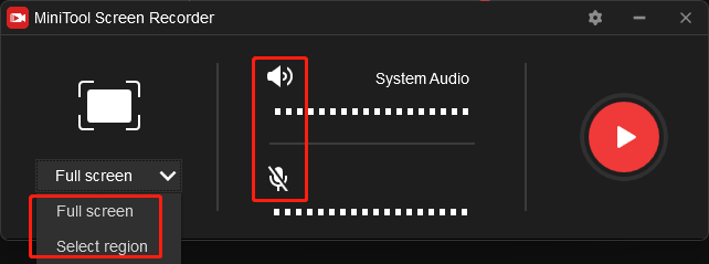 choose recording area and sound