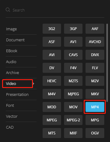 select MP4 as the output format