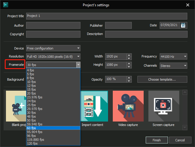 mit VSDC Free Video Editor ein Video mit 60fps exportieren