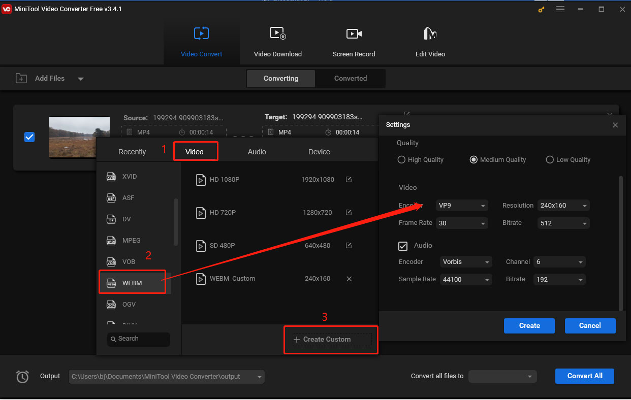 encode video to VP9