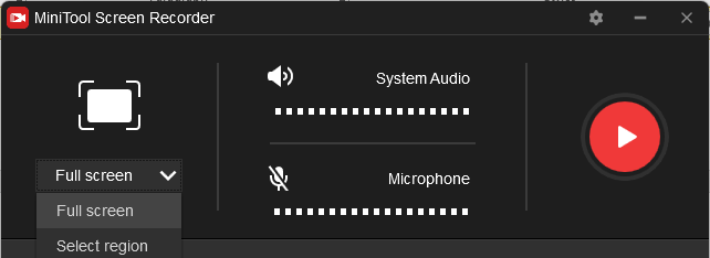 interface of MiniTool Screen Recorder