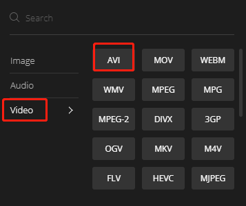 select AVI as the output format