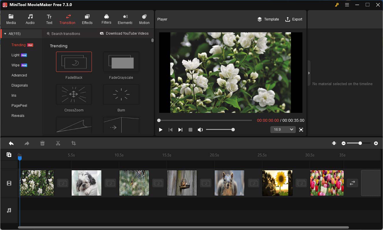 interface of MiniTool MovieMaker