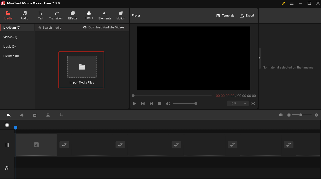 click Import Media Files to import the MKV file