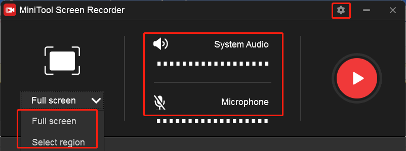 interface of MiniTool Screen Recorder