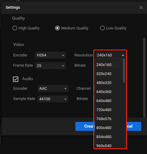 customize video resolution