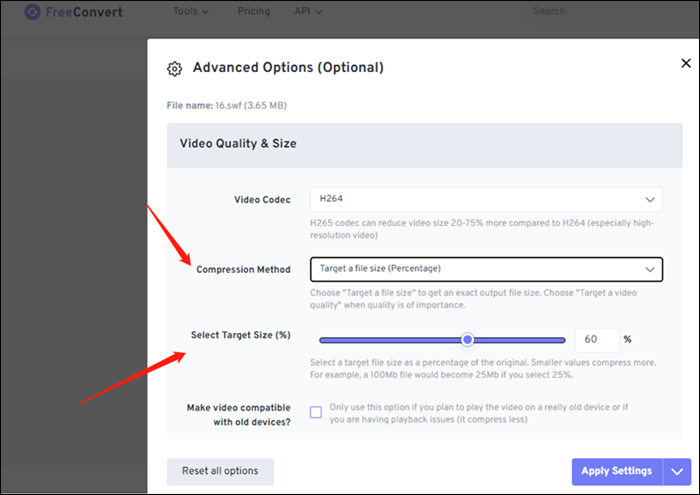 compress SWF file with FreeConvert