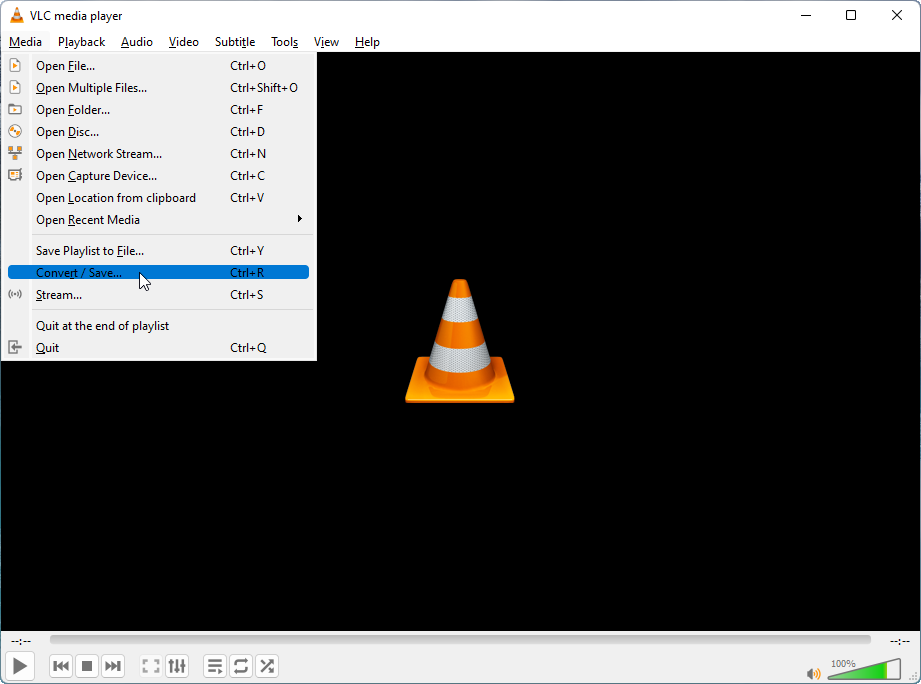 select Convert/Save in VLC