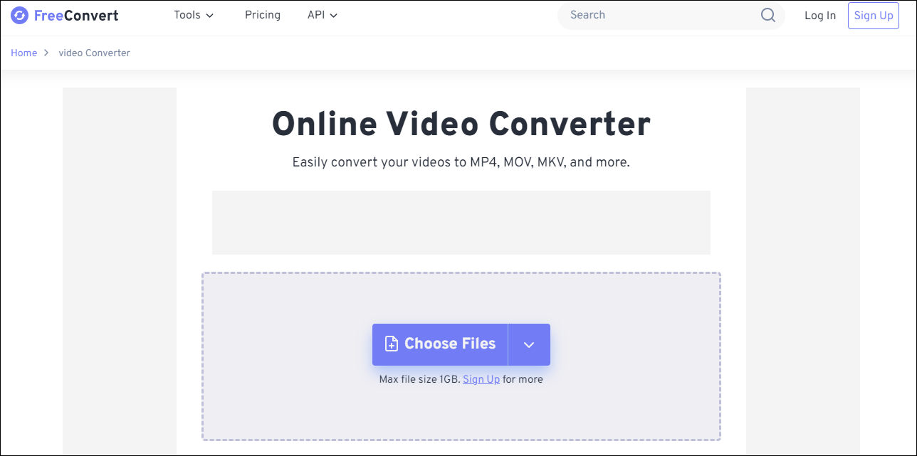 the interface of FreeConvert