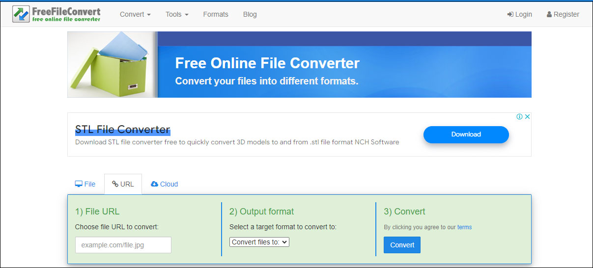 the interface of FreeFileConvert