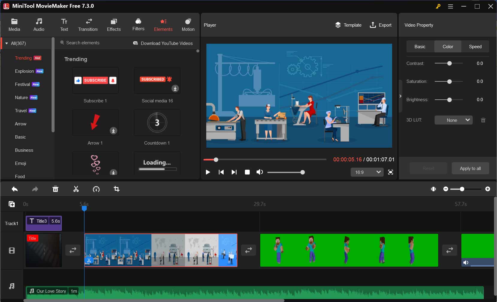 interface of MiniTool MovieMaker