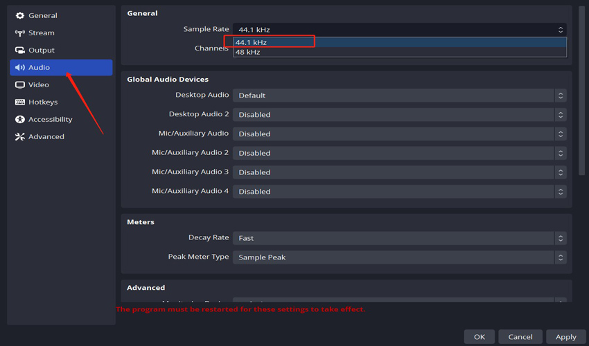 change the sample rate