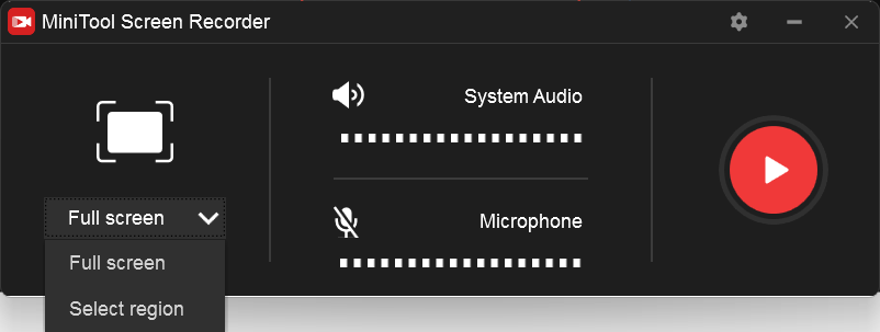 choose the recording region and audio