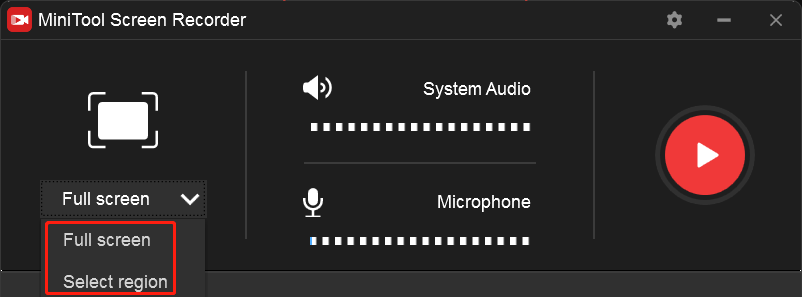 choose the recording area