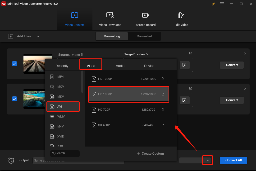 Choose the Output Format for the TRP Files