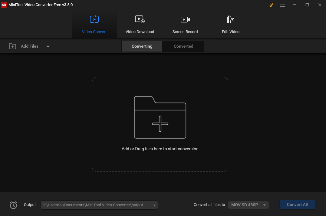 the interface of MiniTool Video Converter