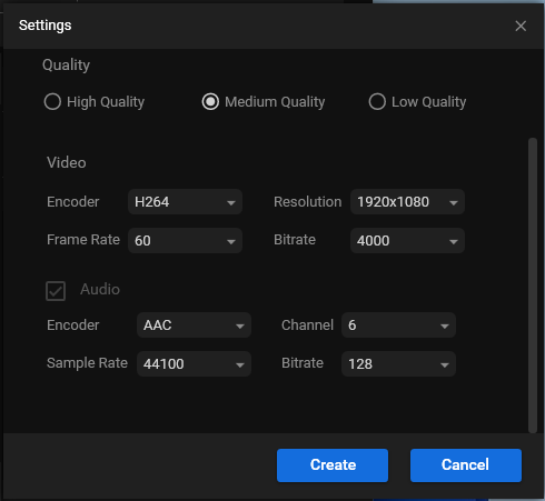 Settings for Output Video Parameters