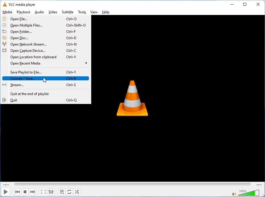 Select Convert/Save in VLC